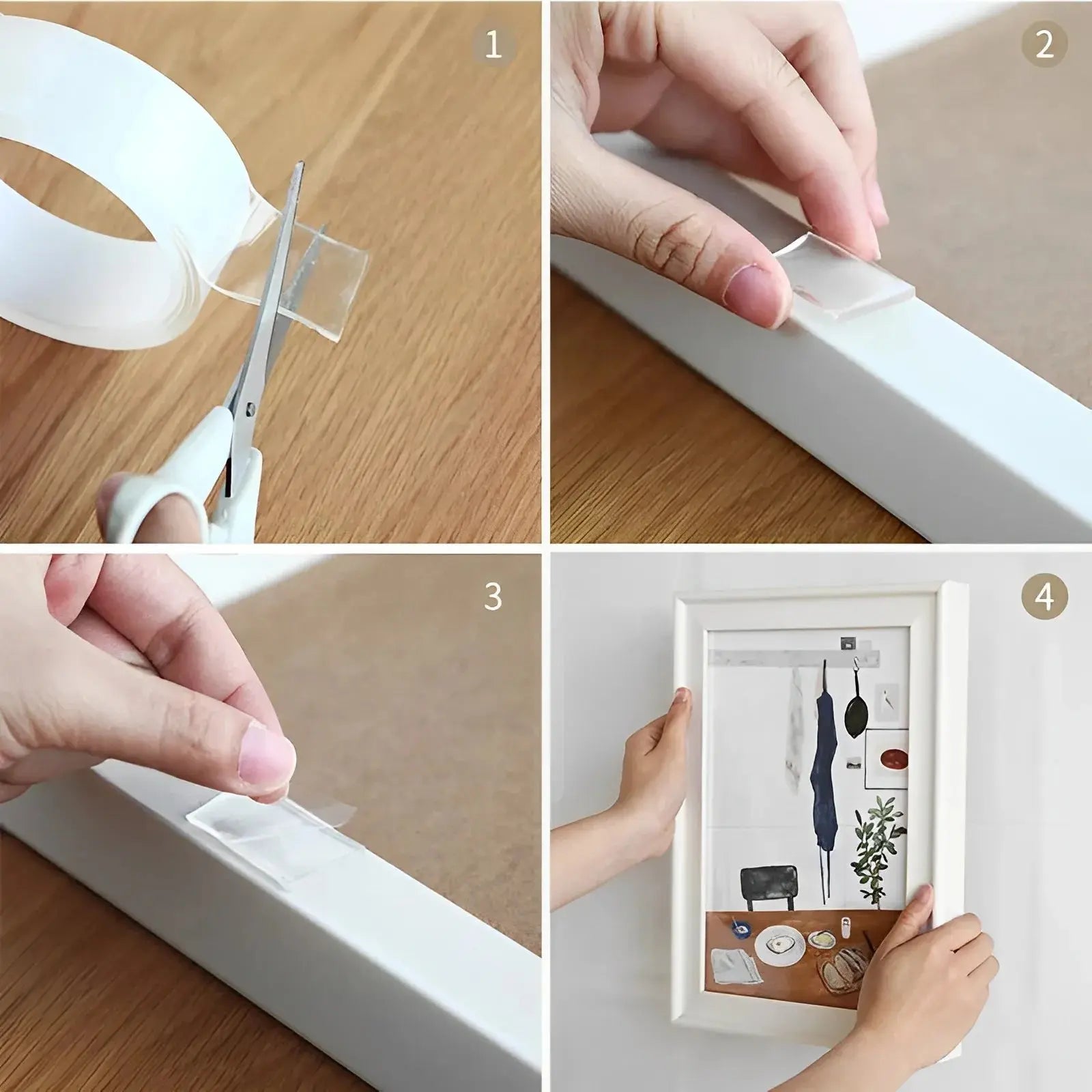 Double-Sided Tape Acrylic Gel Reusable Holds 2.2 lb