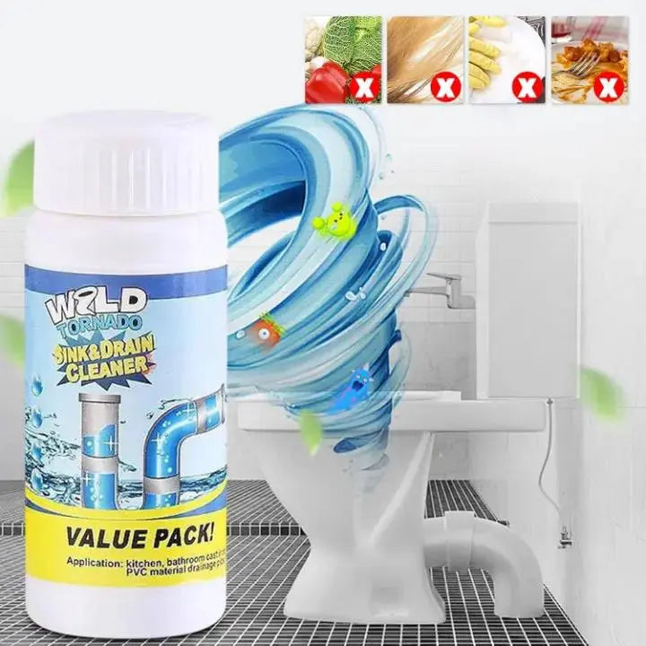Drain Cleaner Powder Dissolves Clogs Gentle On PVC Pipes