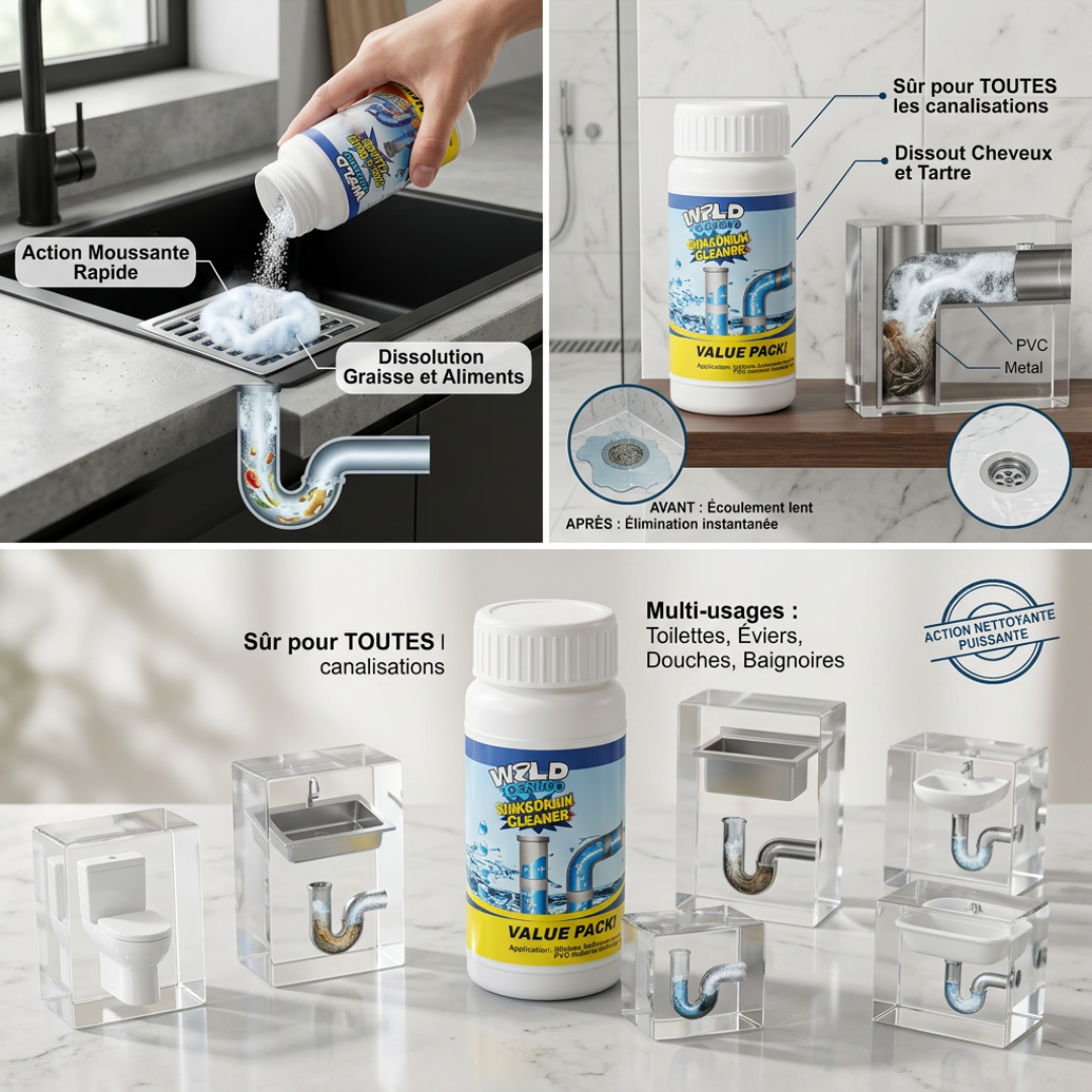 Drain Cleaner Powder Fast-Acting Foaming Safe For All Pipes