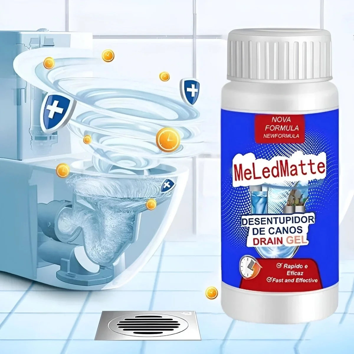 Drain Cleaner Powder Fizz-Active Dissolves Grease & Hair