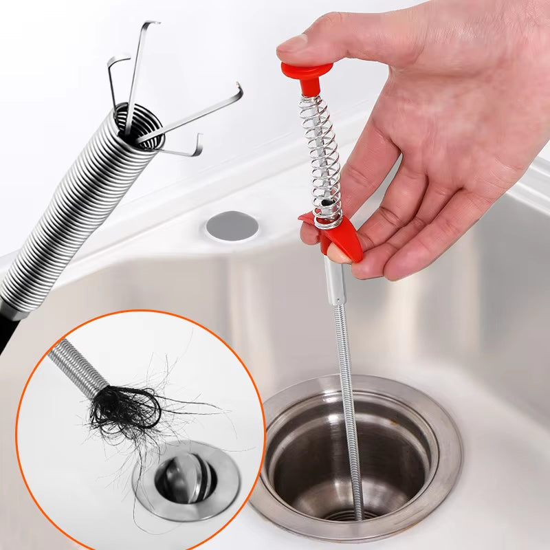 Drain Cleaning Hook Flexible Stainless Steel 60cm Ergonomic Handle