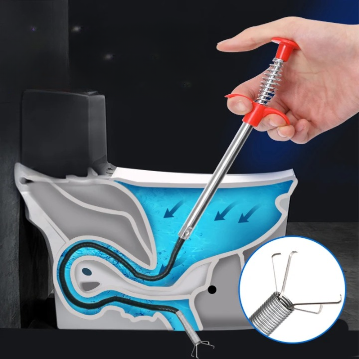 Drain Cleaning Hook Flexible Stainless Steel 60cm Ergonomic Handle