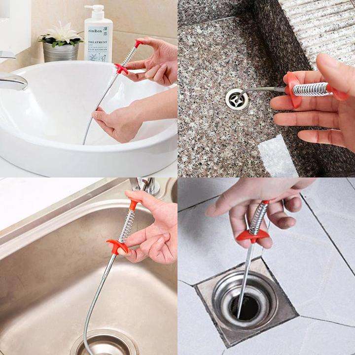 Drain Cleaning Hook Flexible Stainless Steel 60cm Ergonomic Handle