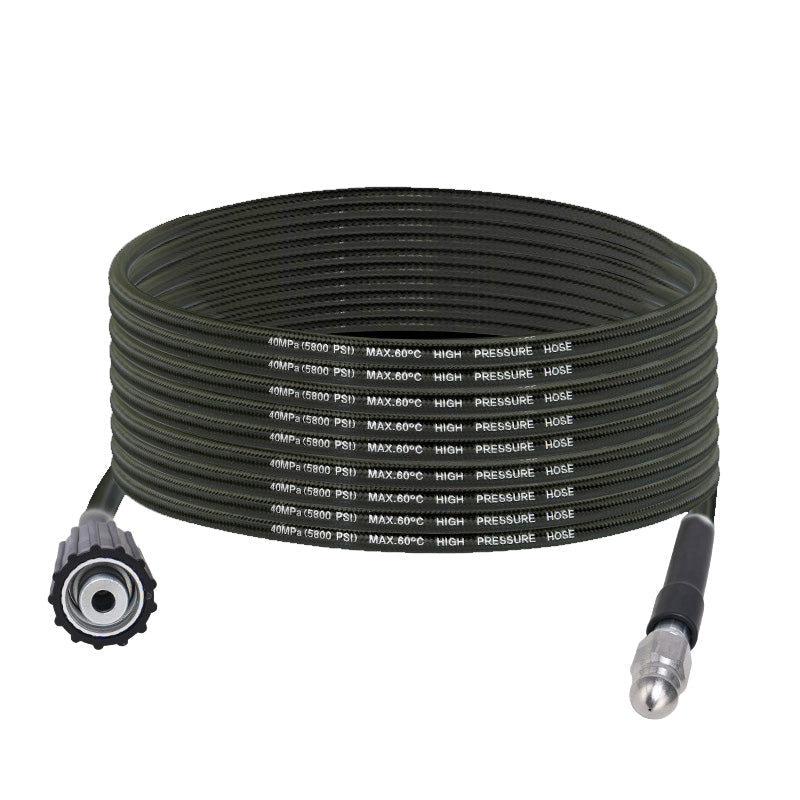 Drain Cleaning Hose Triple-Reinforced Stainless Steel Nozzle & Universal Fit