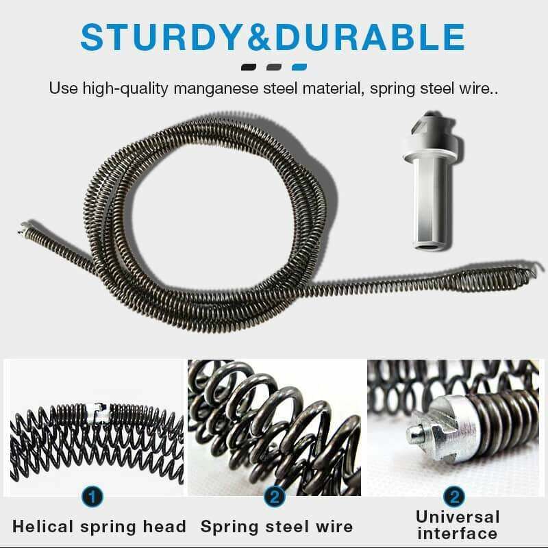 Drain Cleaning Spiral Manganese Steel Universal Drill Adapter