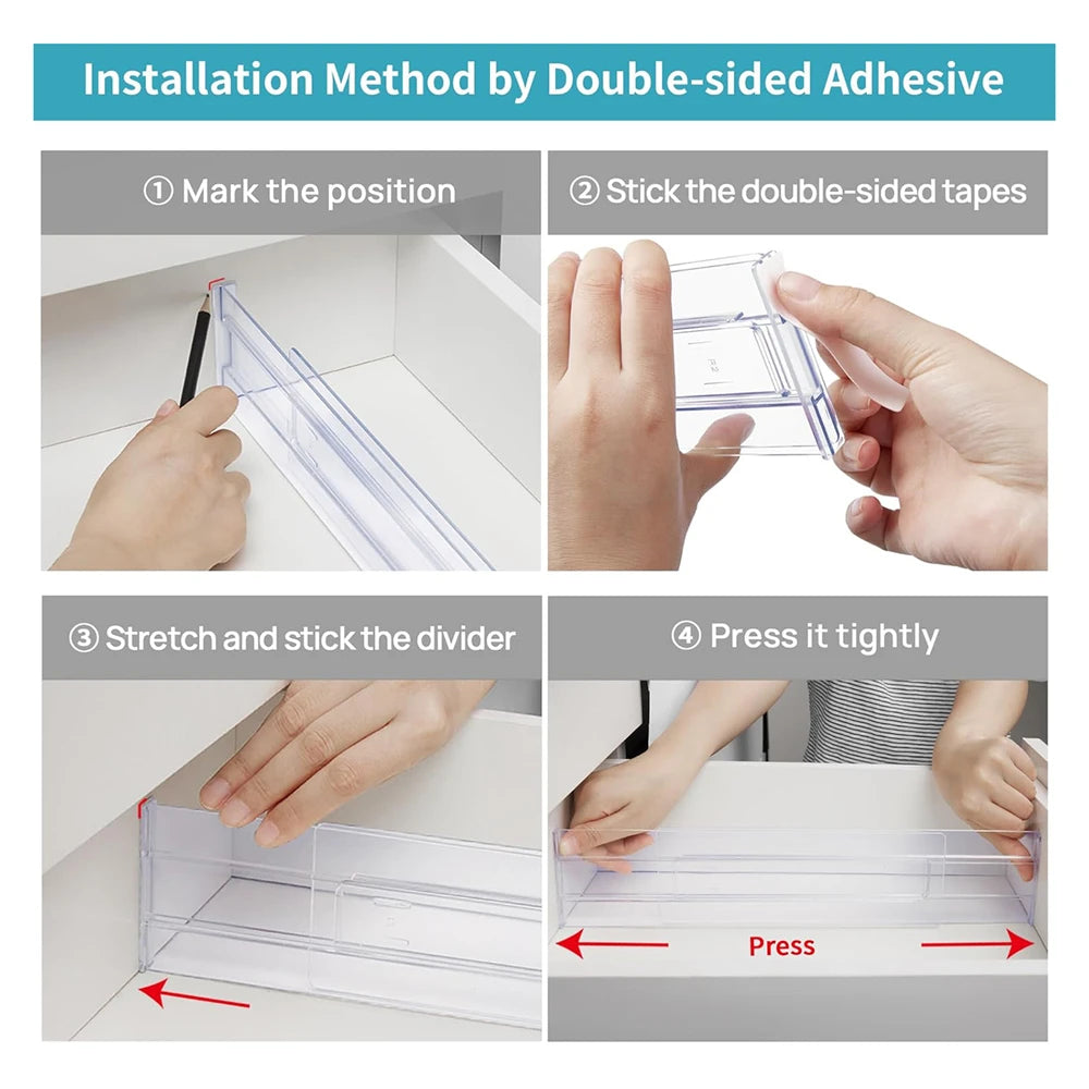 Drawer Divider Set Adjustable Transparent Set of 6