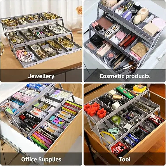 Drawer Organizer 3-Tier Expandable & Adjustable Dividers