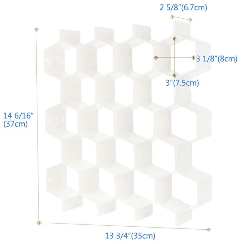 Drawer Organizer Modular Honeycomb Tool-Free Assembly