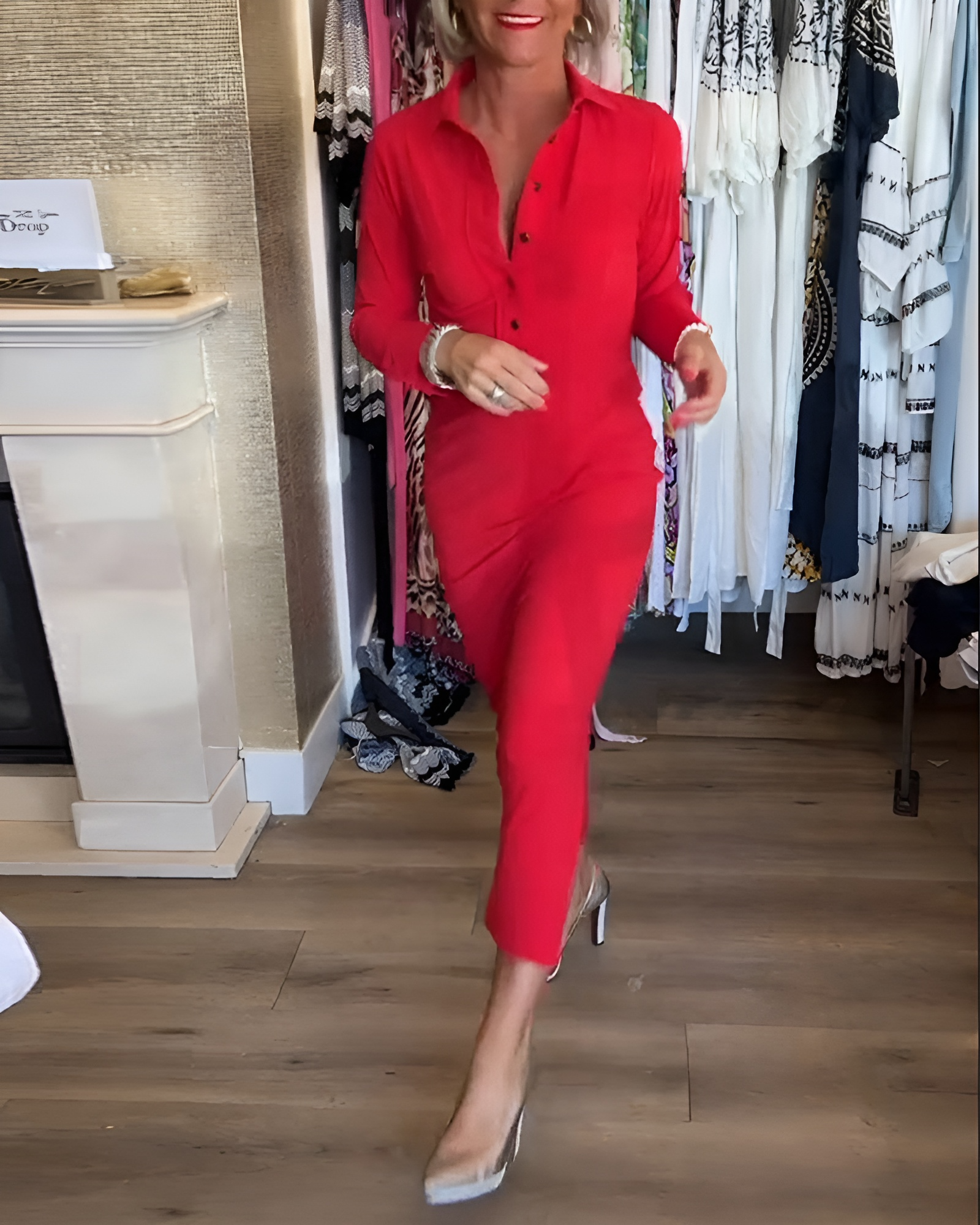 Dress Elegant Red Year-Round Soft Fabric