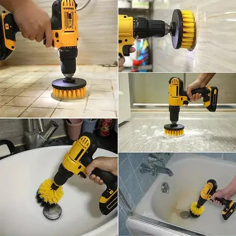 Drill Brush Set Interchangeable Multi-Head Tile & Bathroom