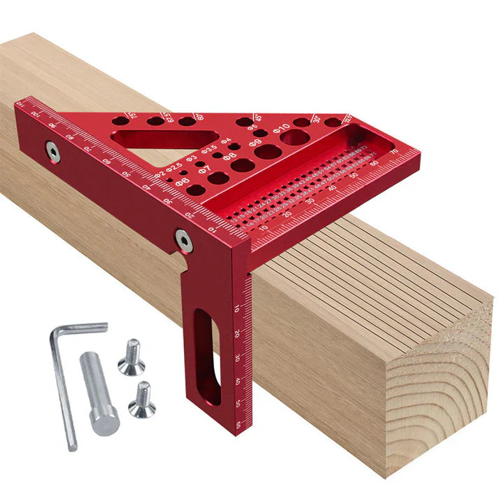 Drill Guide Square Anodized Aluminum Multi-Angle Inch Scale