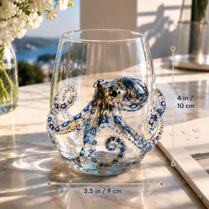 Drinking Glass Handcrafted 3D Sea Creature Wrap