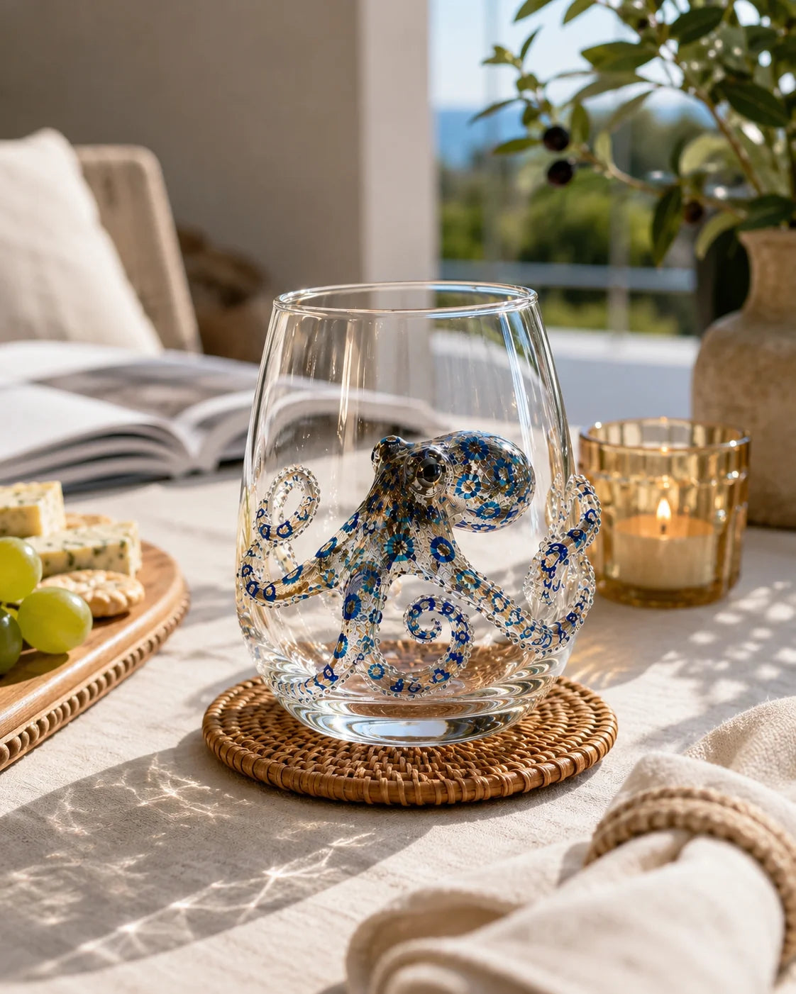 Drinking Glass Handcrafted 3D Sea Creature Wrap