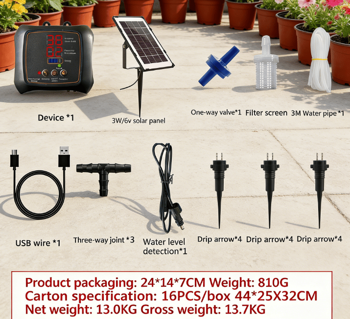 Drip Irrigation System 12-Plant Solar Digital Timer