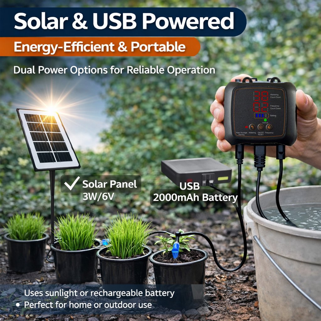 Drip Irrigation System 12-Plant Solar Digital Timer