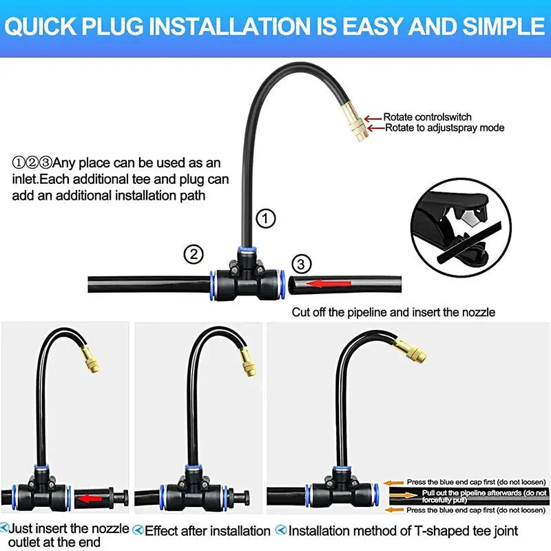 Drip Irrigation System 15 Meter Tool-Free Snap Connectors