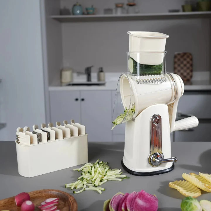 Drum Grater 5 Interchangeable Stainless Steel Drums Non-Slip Base