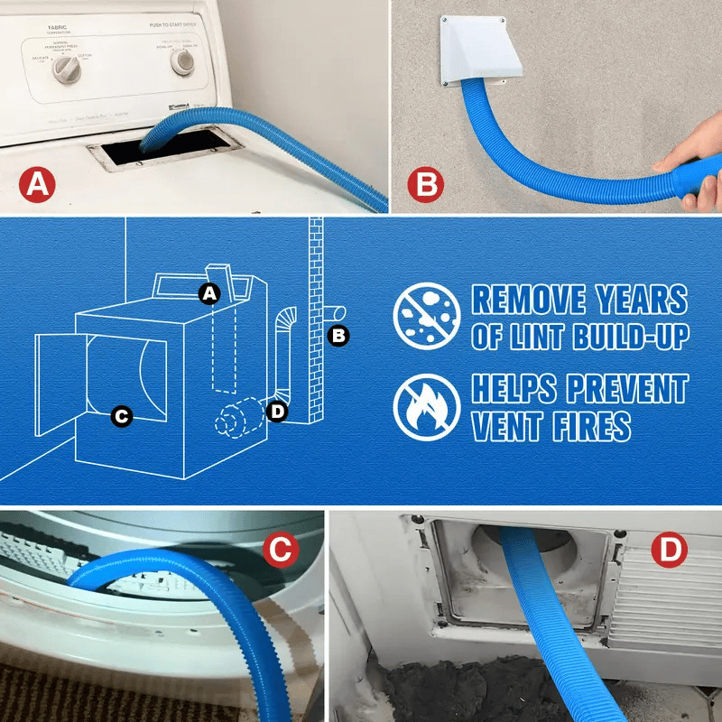 Dryer Lint Removal Tool Flexible Extendable Reusable