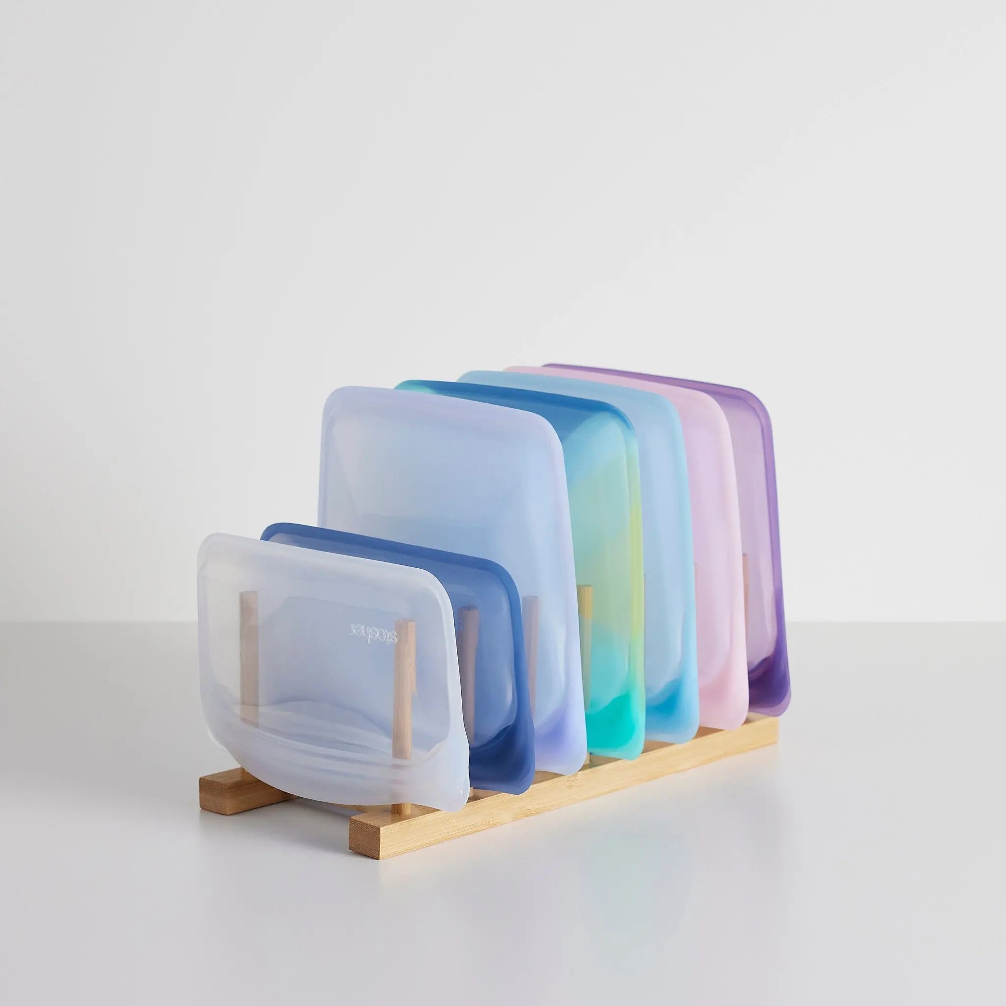 Drying Rack Bamboo Vertical Rods Holds 7 Bags