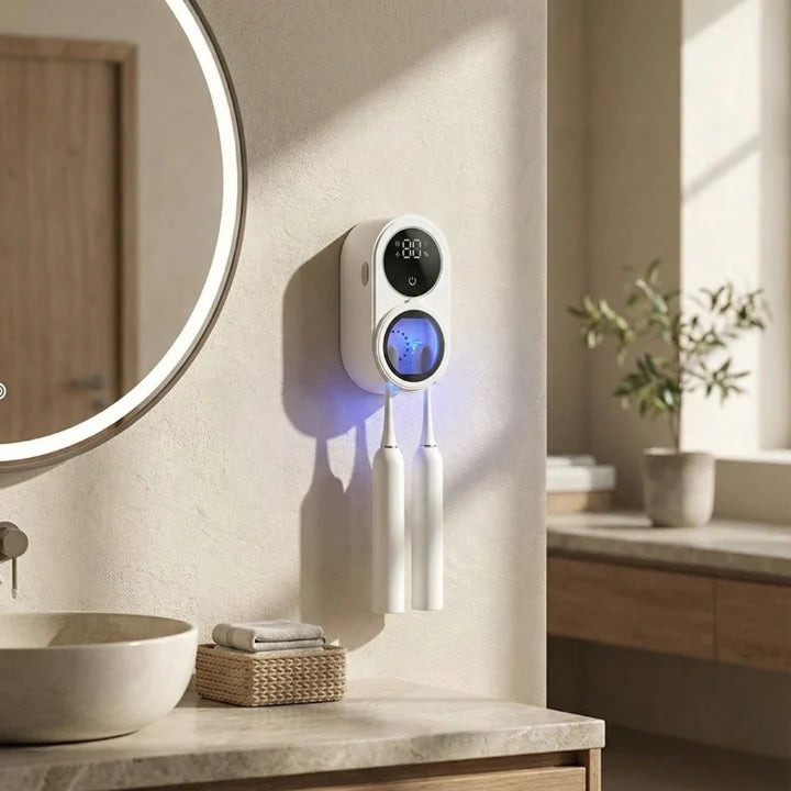 Dual Toothbrush Sterilizer Touchless Infrared & UV Wall Mount