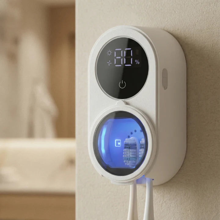 Dual Toothbrush Sterilizer Touchless Infrared & UV Wall Mount