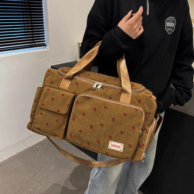 Duffel Bag Corduroy Separate Shoe Compartment 25 L