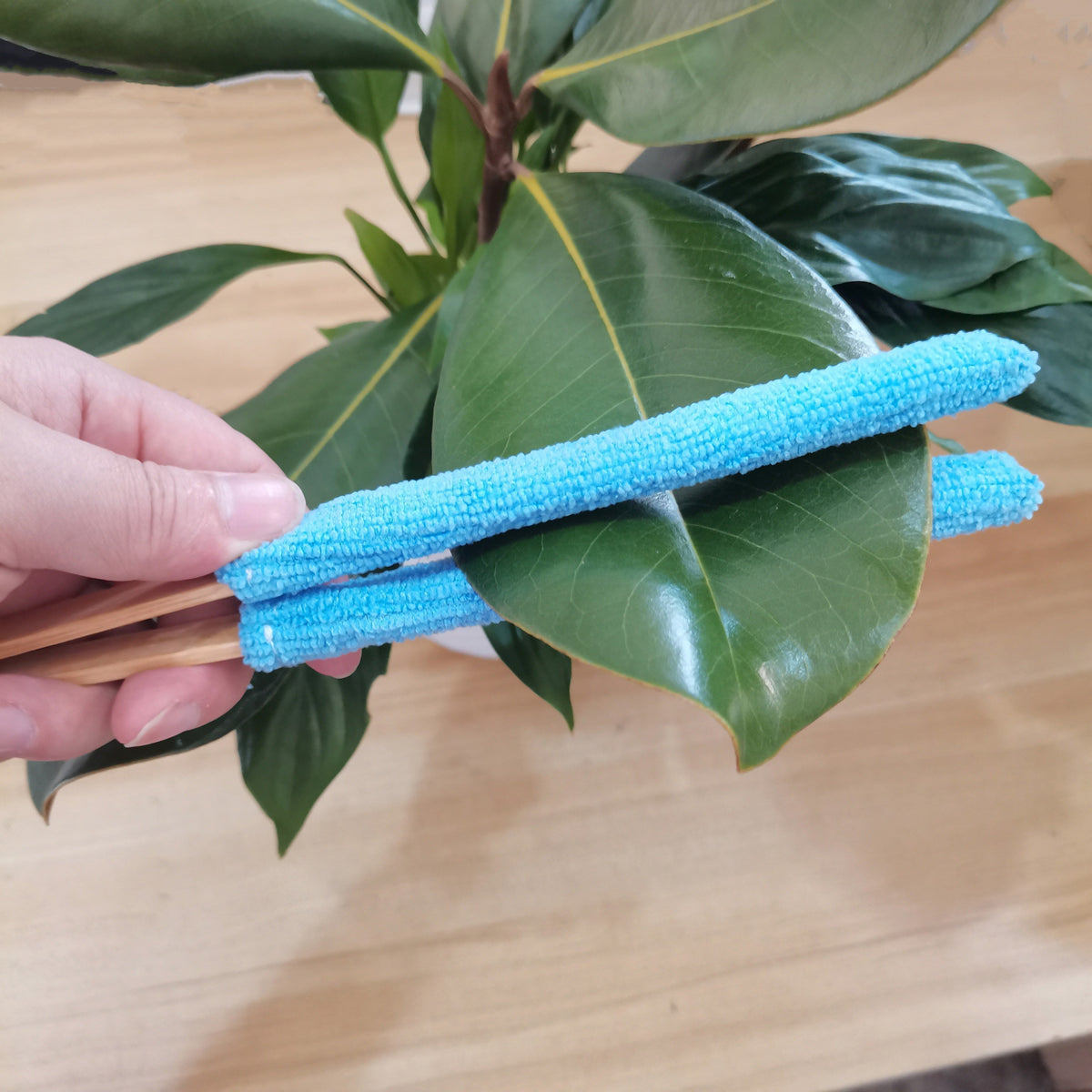 Dust Brush Microfiber Bristles Ergonomic Wooden Handle