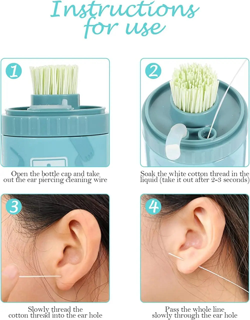 Ear Piercing Cleaning Kit 5-Second Gentle Cotton & Disinfectant