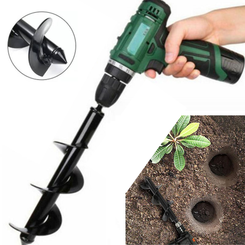Earth Auger Spiral Powder-Coated Steel Hex Shank