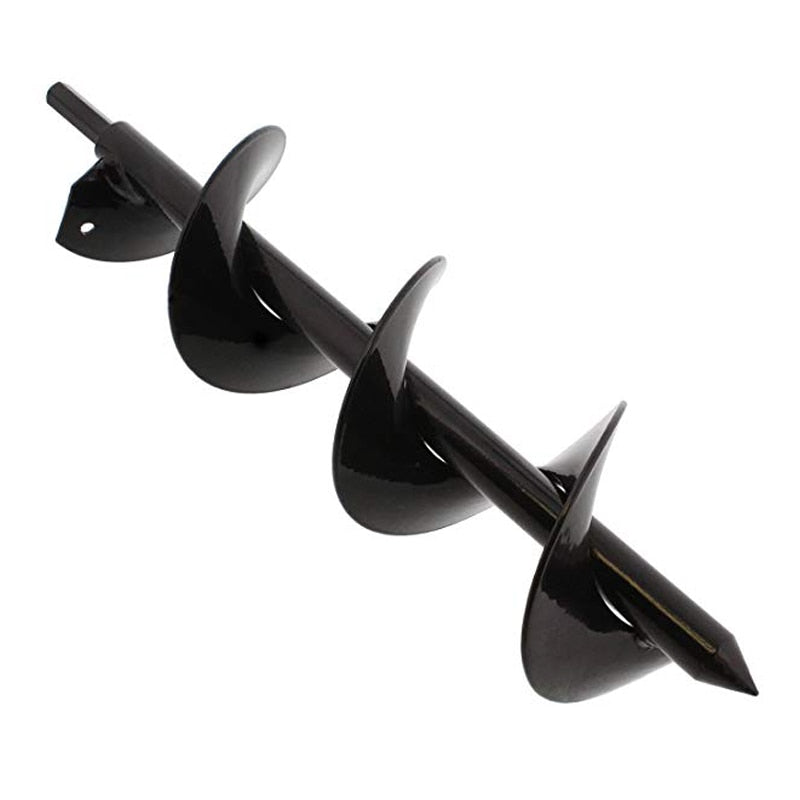 Earth Auger Spiral Powder-Coated Steel Hex Shank