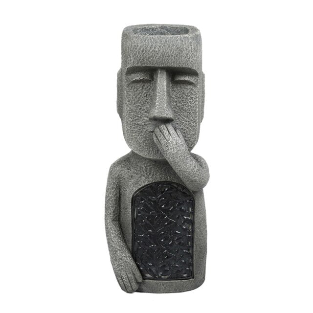 Easter Island Statue Planter Weatherproof Resin LED Base Indoor & Outdoor