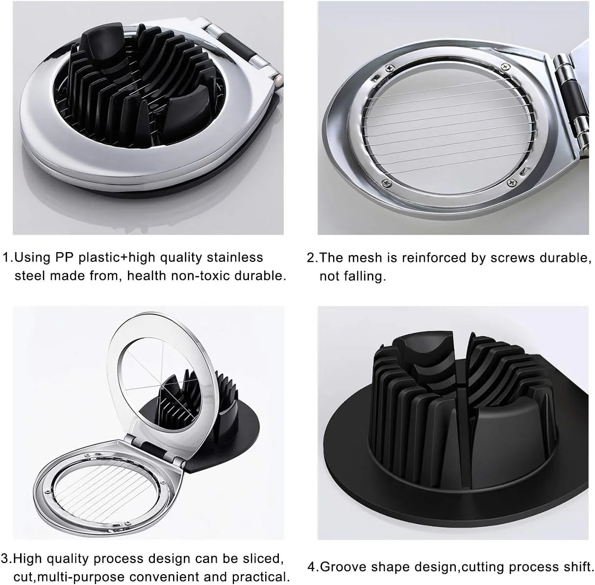 Egg Slicer 10-Slice Stainless Steel Wires & Non-Slip Base