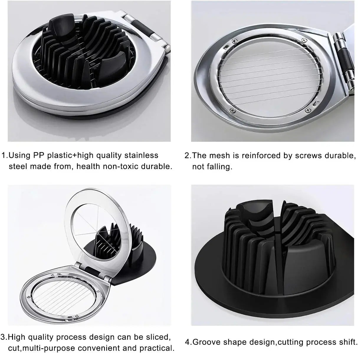 Egg Slicer 3-In-1 Foldable Stainless Steel Wires Non-Slip Base