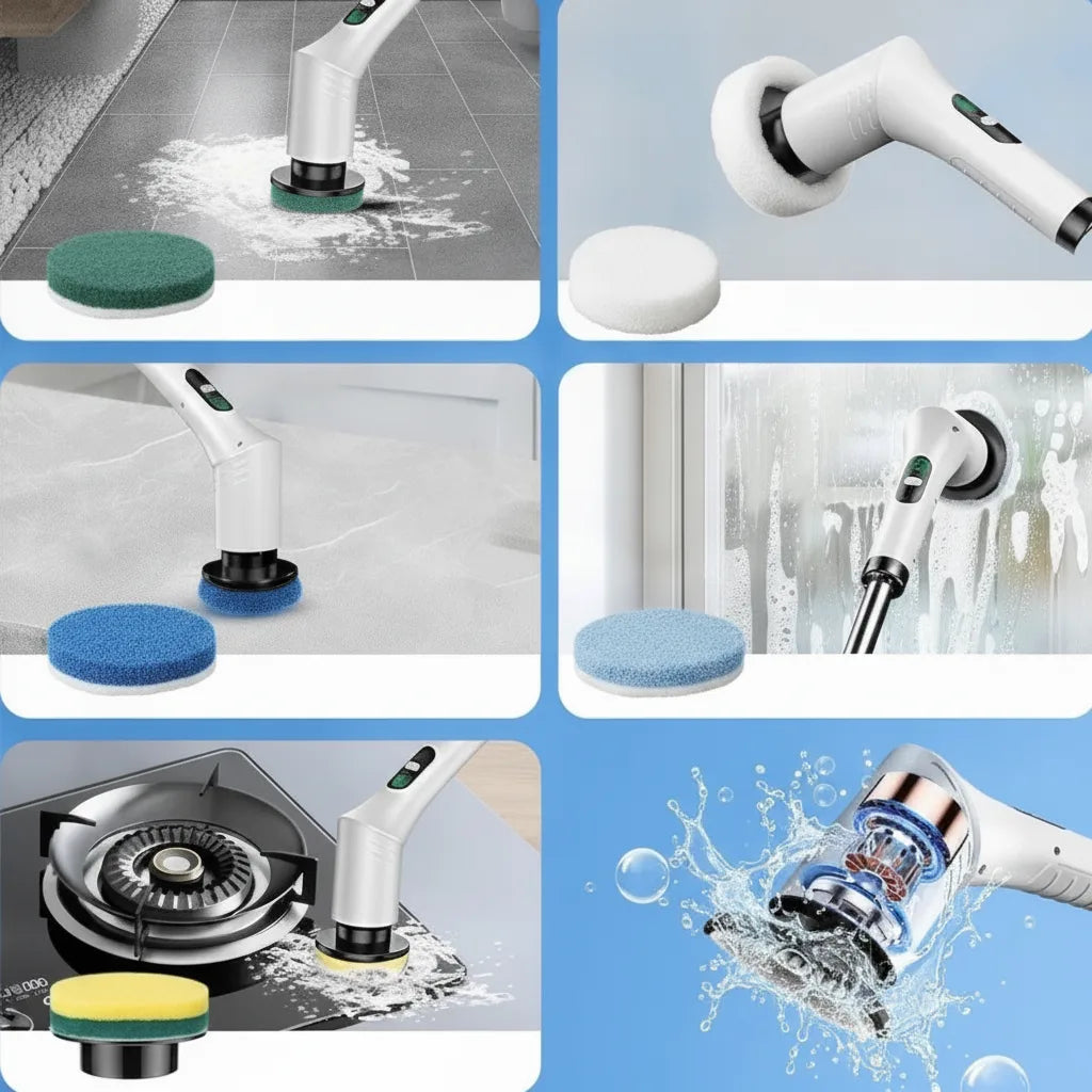Electric Cleaning Brush Cordless LED Display Extendable Handle