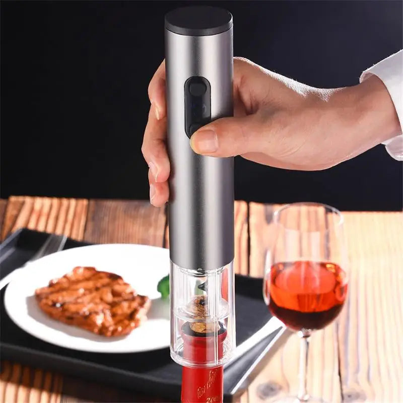 Electric Corkscrew One-Button Battery-Operated Foil Cutter & Stopper