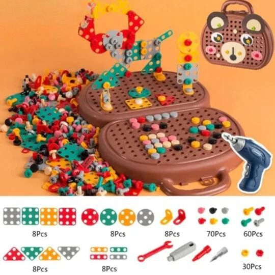 Electric Drill Kit Child-Safe & Low-Speed Over 200 Pieces