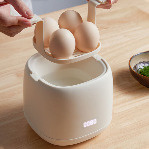 Electric Egg Cooker Adjustable Soft-Medium-Hard 4-Egg Auto Shut-Off