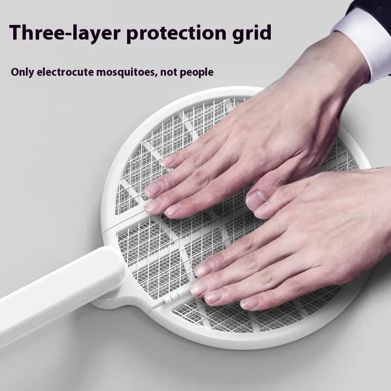 Electric Fly Swatter Rechargeable Foldable LED Light