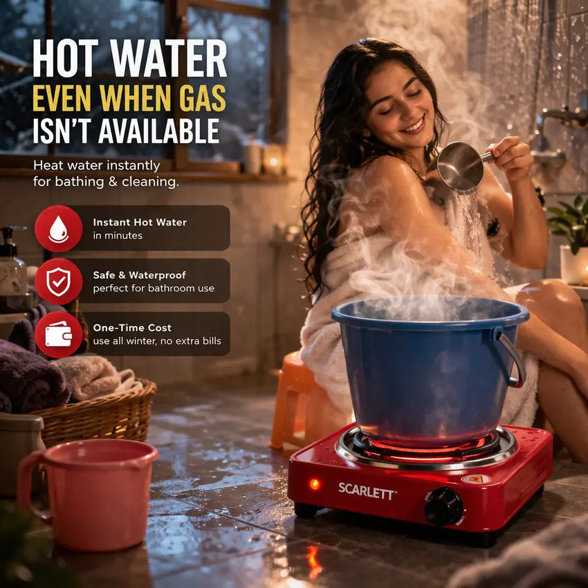 Electric Hot Plate 1000W Compact All Metal Cookware Compatible