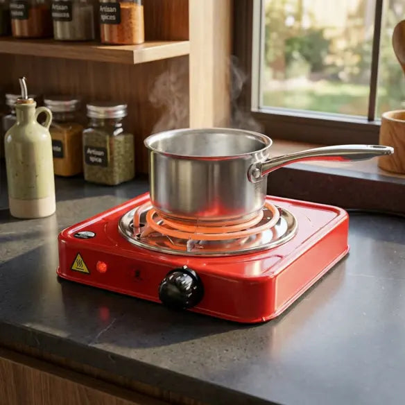 Electric Hot Plate 1000W Compact All Metal Cookware Compatible