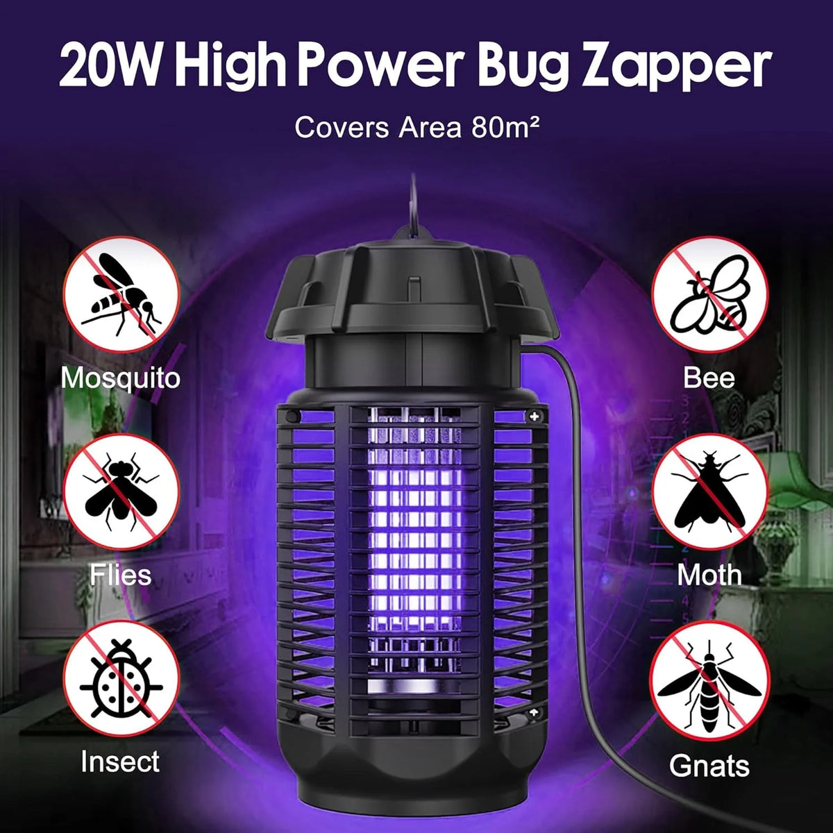 Electric Insect Killer 20W UV Silent Indoor & Outdoor