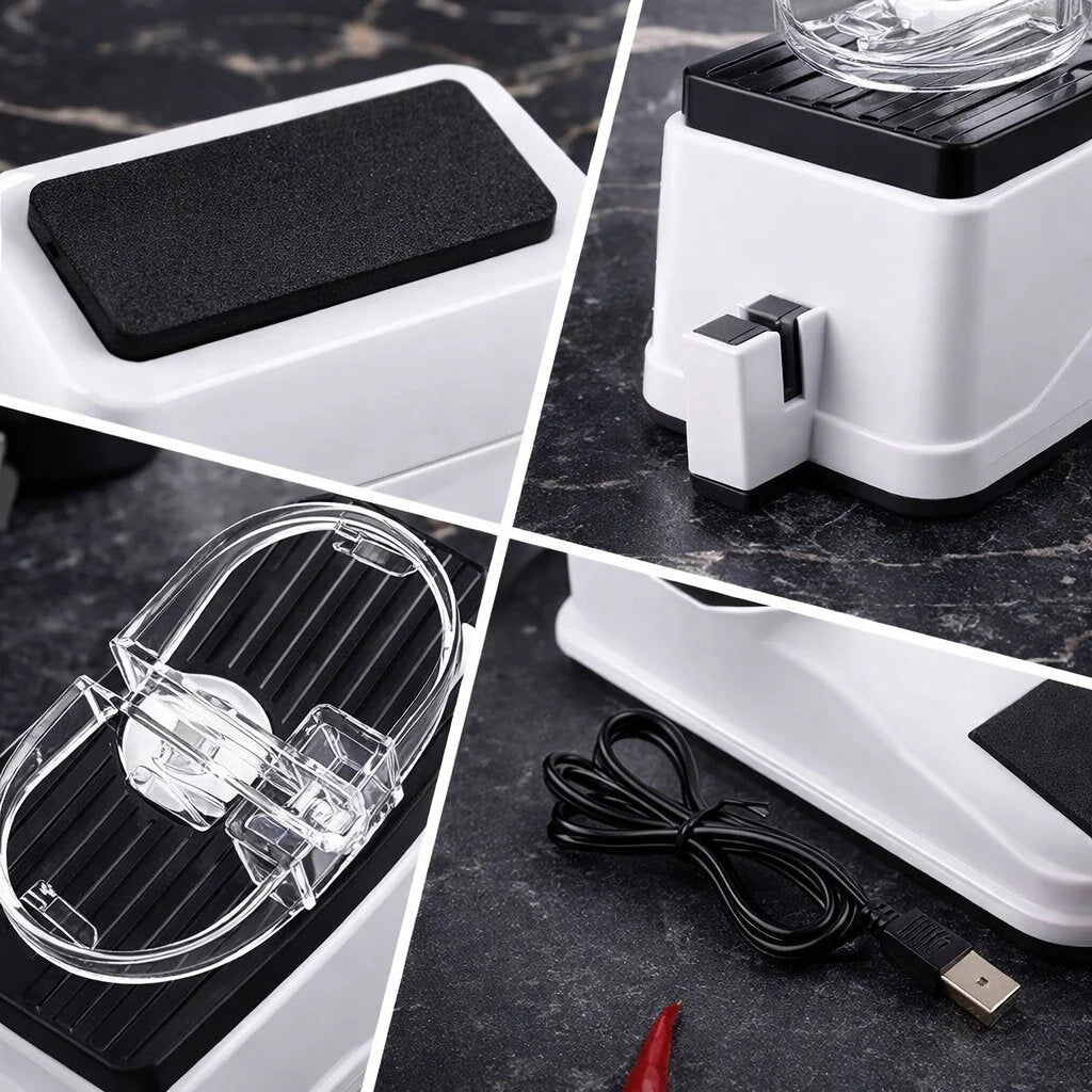 Electric Knife Sharpener 3-Stage USB Rechargeable Non-Slip Base