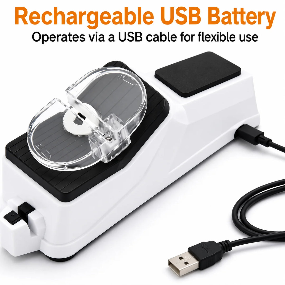 Electric Knife Sharpener 3-Stage USB Rechargeable Non-Slip Base