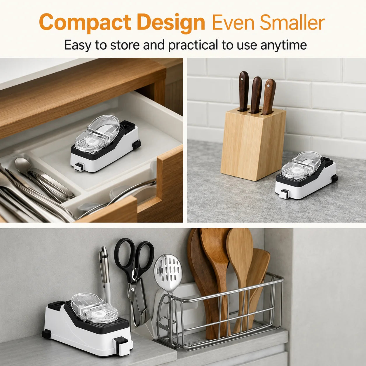 Electric Knife Sharpener 3-Stage USB Rechargeable Non-Slip Base