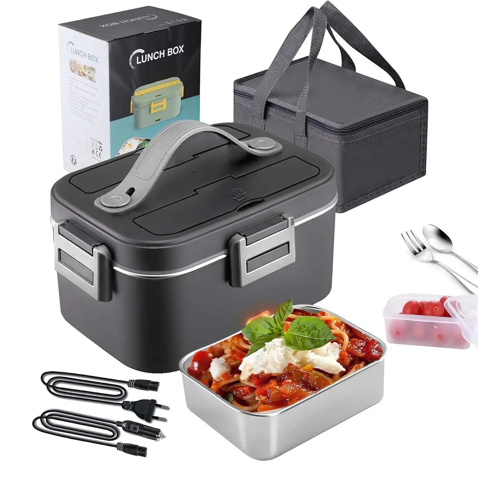 Electric Lunch Box Dual Power Insulated Leak-Proof Removable Tray