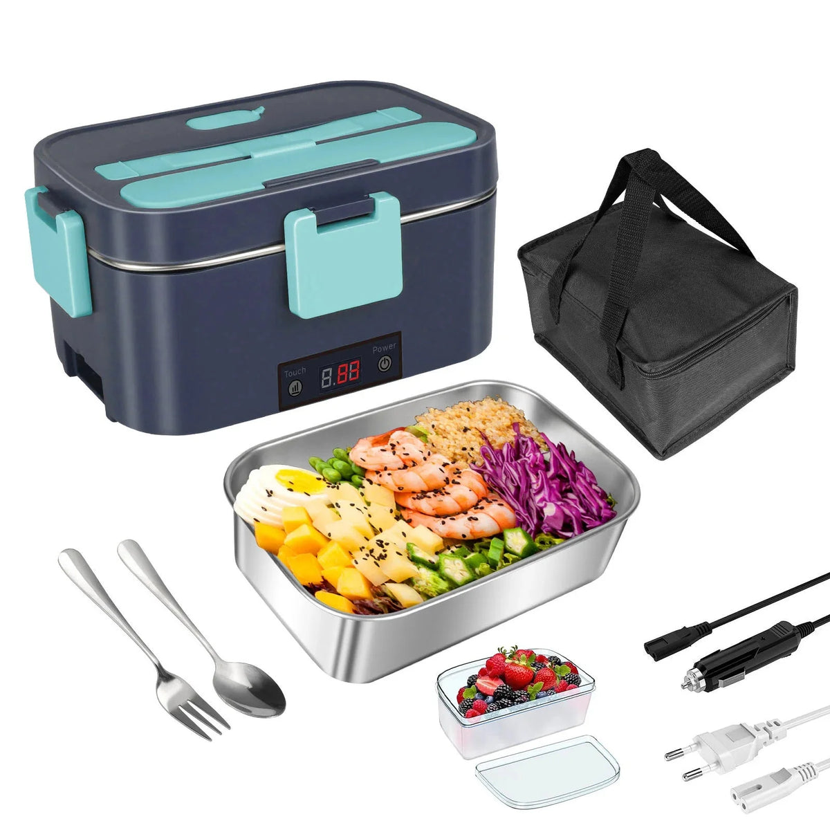 Electric Lunch Box Dual Power Insulated Leak-Proof Removable Tray