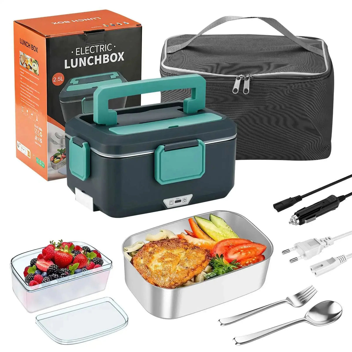 Electric Lunch Box Dual Power Insulated Leak-Proof Removable Tray