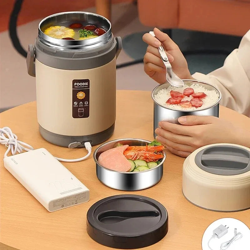 Electric Lunch Box USB-Powered Stainless Steel 2.0 L