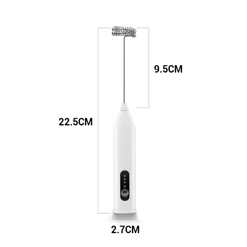 Electric Milk Frother 3-Speed USB Rechargeable Stainless Steel Whisk