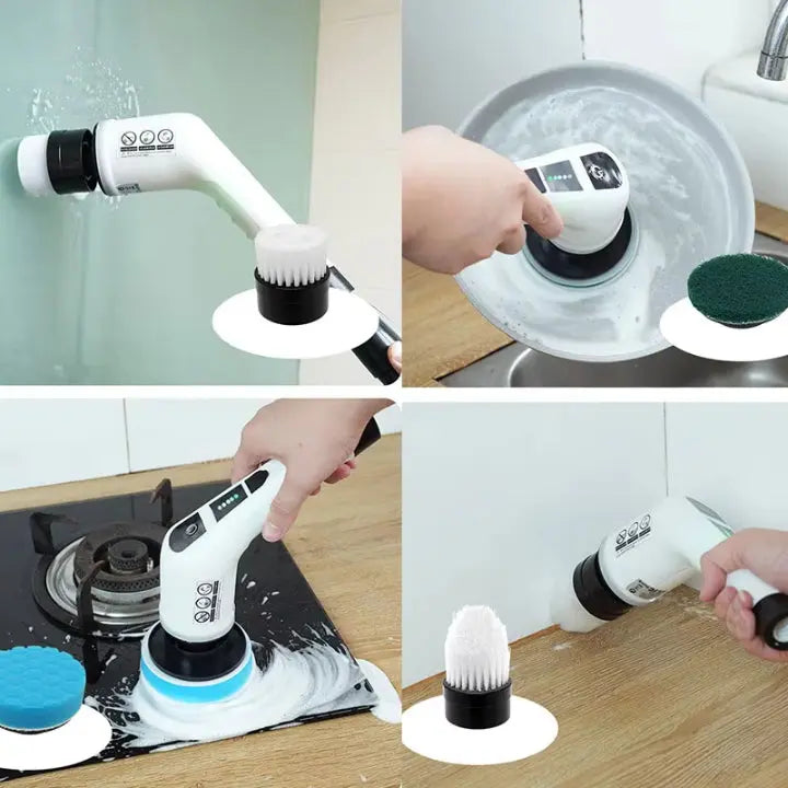 Electric Scrub Brush Cordless Extendable Handle & 9 Attachments